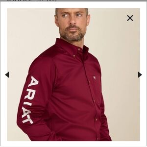 Ariat Men's Deep Red Shirt Team Logo Twill Fitted Shirt Size Medium